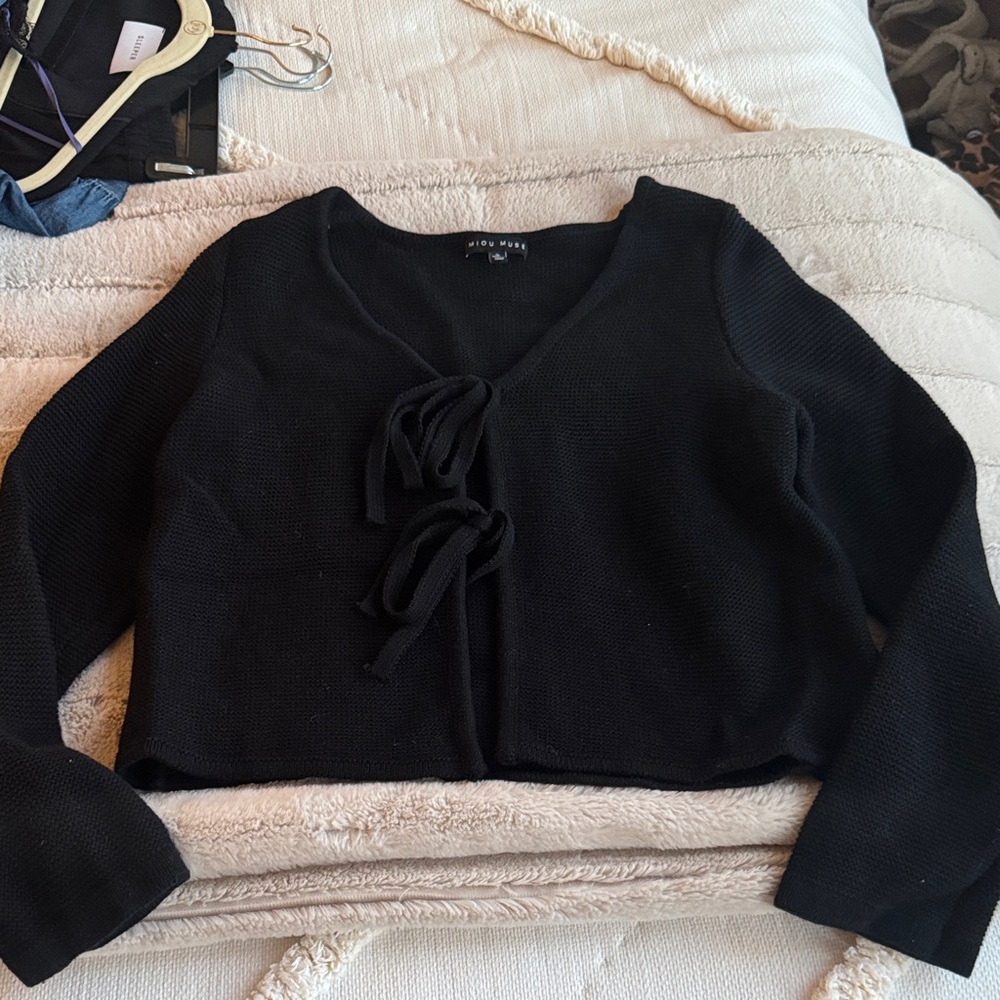 Black Tie Front Sweater